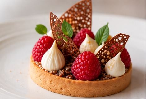 Tarta de frambuesa de alta repostería
